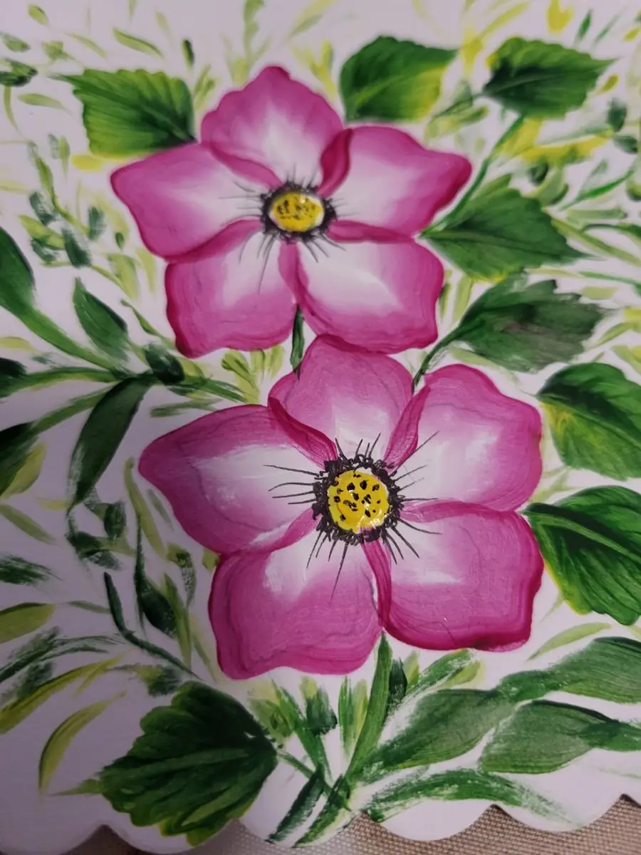 Two Pink Blooms — painting by Naseema Ali