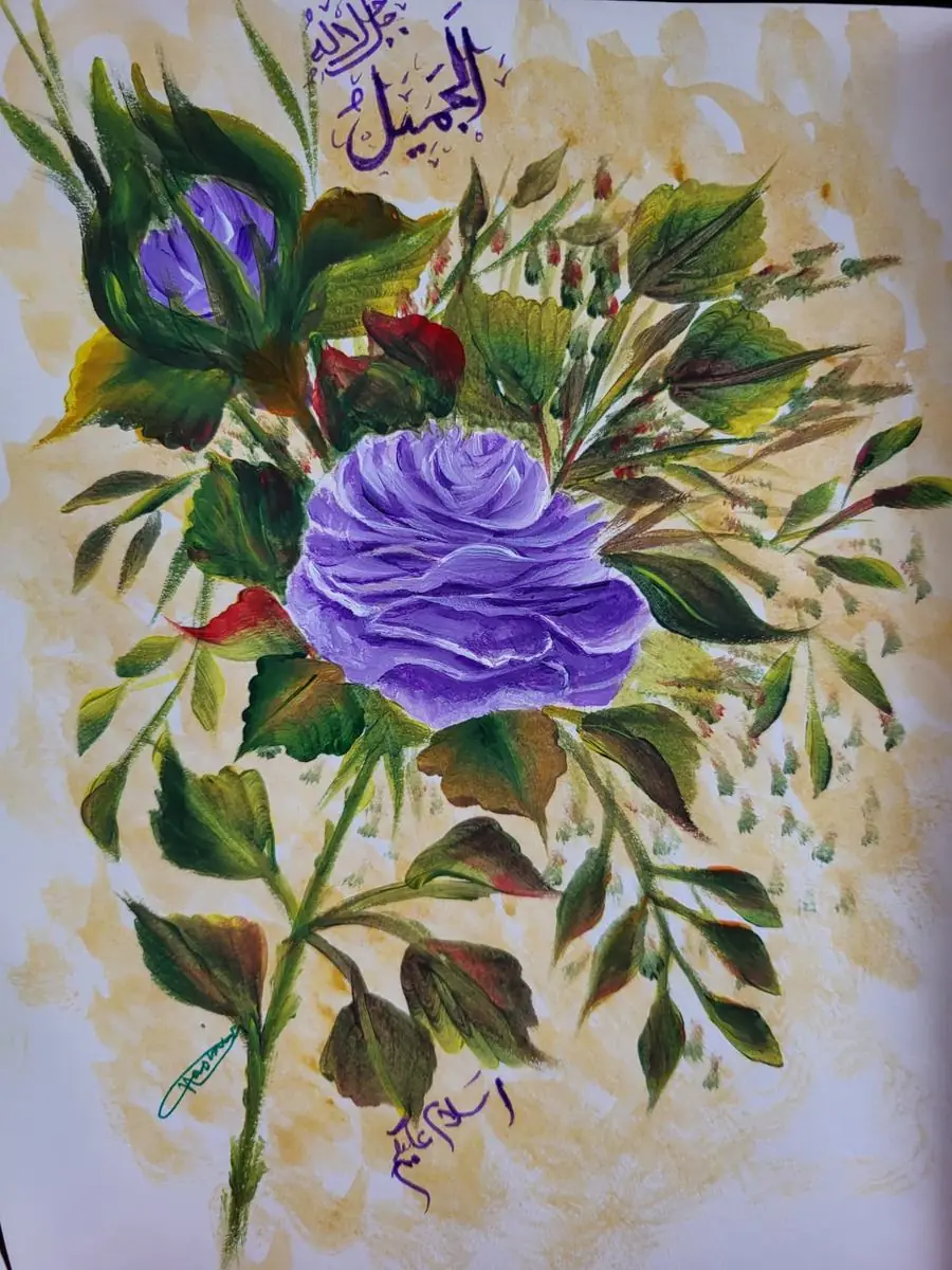 Al-Jameel — Violet Rose — painting by Naseema Ali