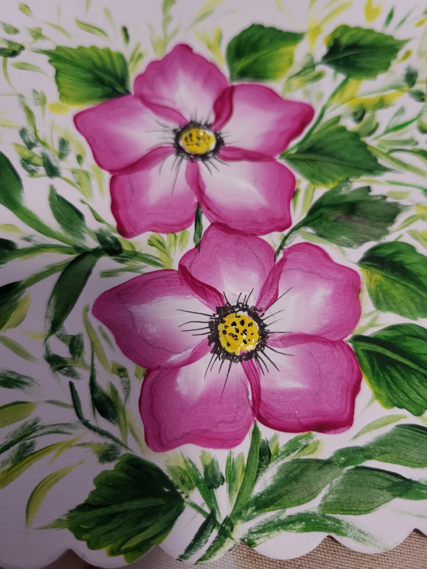 Two Pink Blooms — floral painting by Naseema Ali